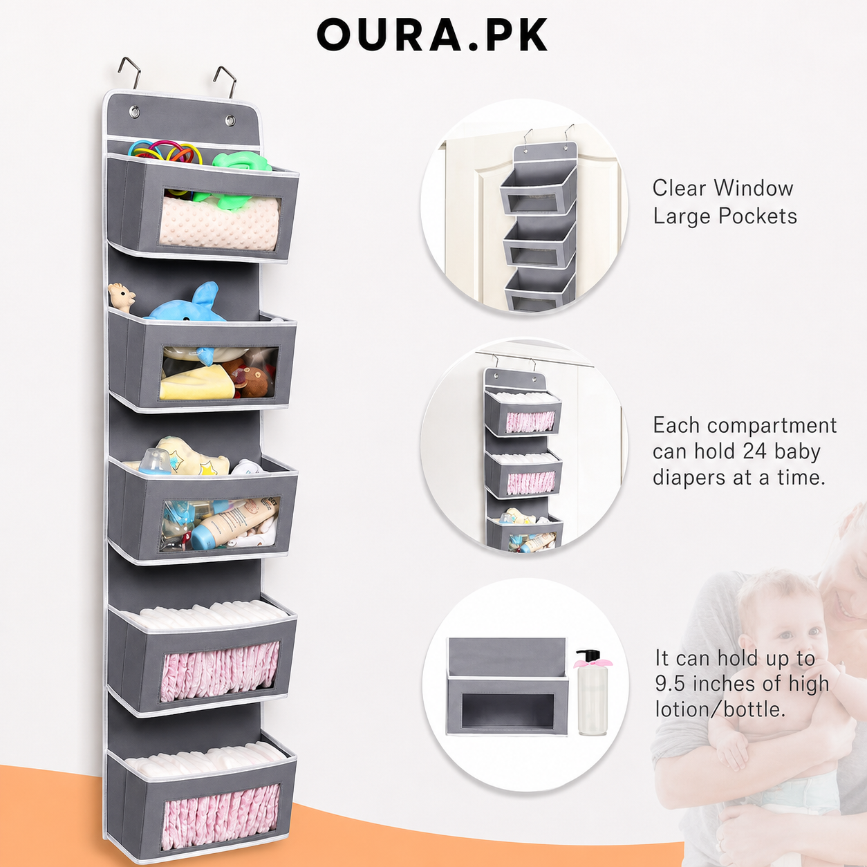 Over Door Hanging Organizer – 5 Pocket Storage Bag