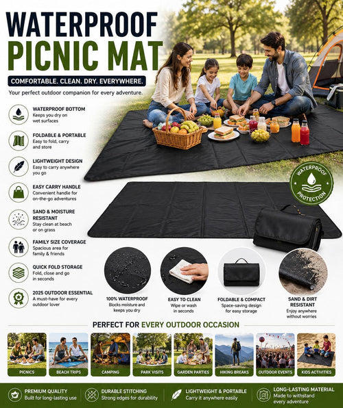 Waterproof Picnic Mat – Foldable Outdoor Camping Blanket
