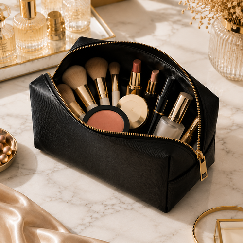 Noir Élégance Beauty Pouch