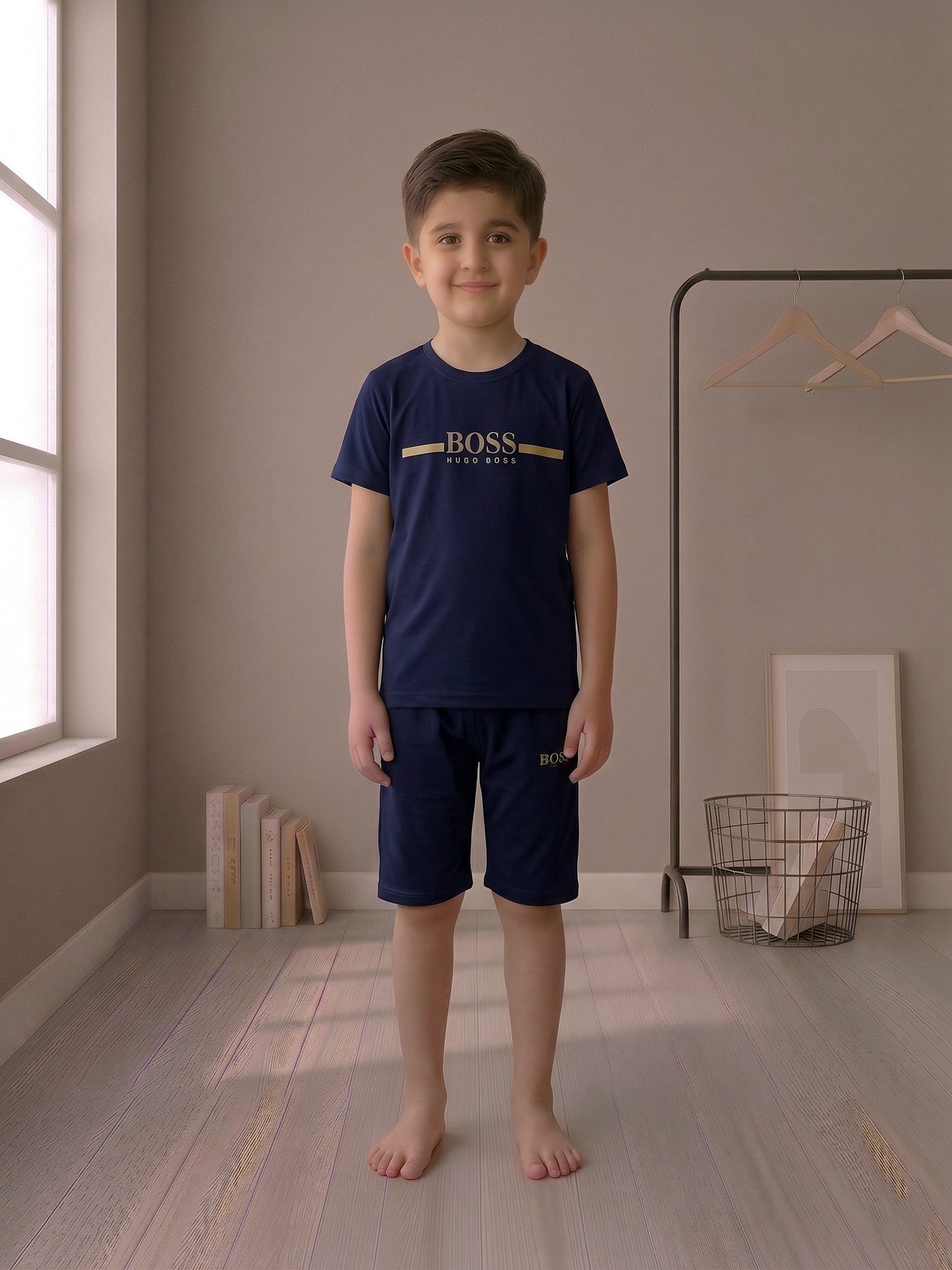 Boys Premium Navy Blue Summer Co-Ord Set – 2 Piece