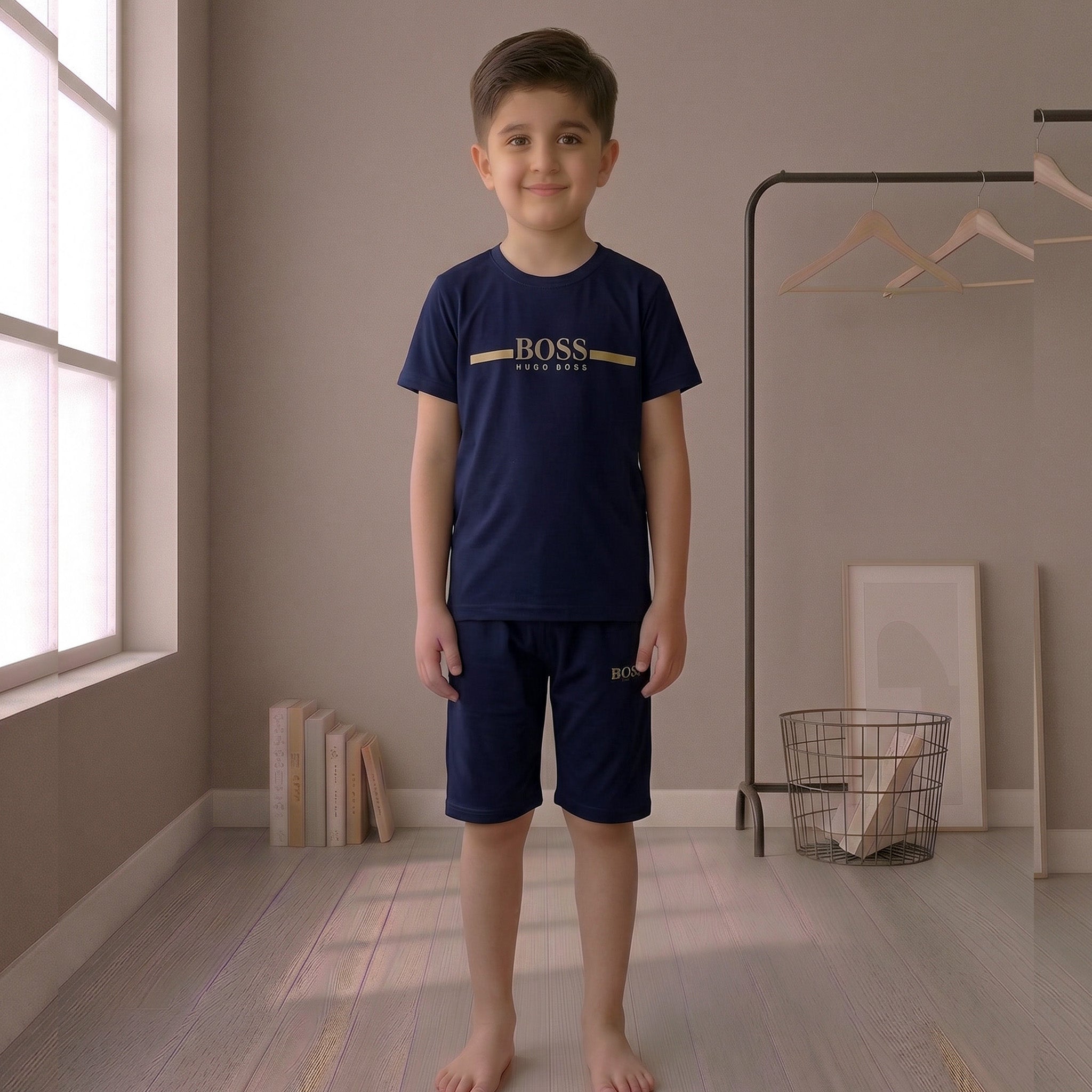 Boys Premium Navy Blue Summer Co-Ord Set – 2 Piece
