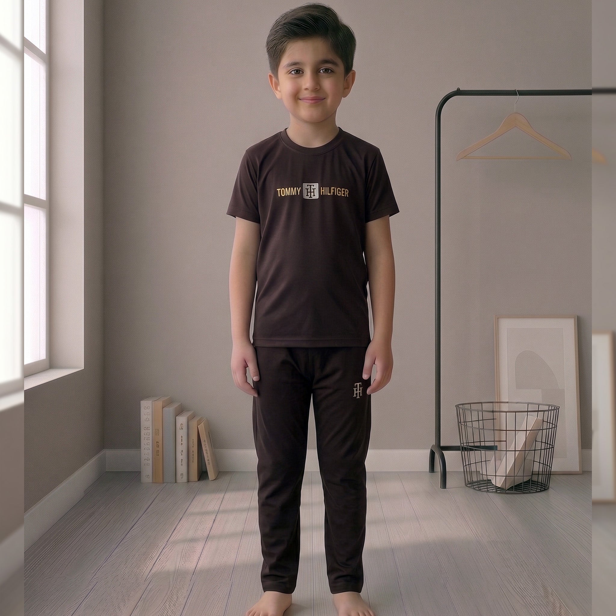 Boys Premium Coffee Brown Sports Tracksuit – 2 Piece